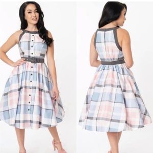 Unique Vintage Maxine Plaid Retro Swing Dress—Plus Size 1X/16–Brand New